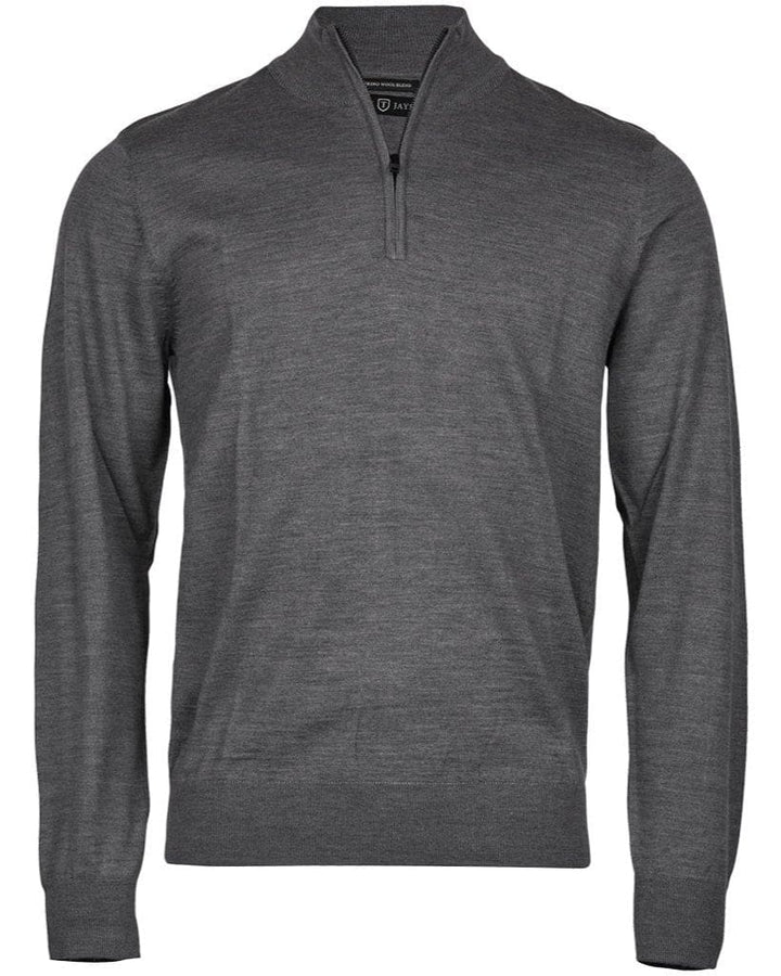 Tee Jays Men’s Half Zip Knit Sweater - Gray / Small - Knitwear