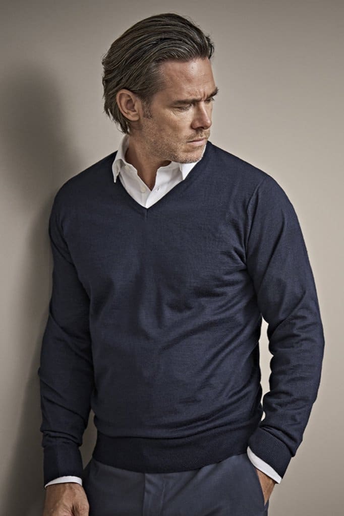 Tee Jays Men’s Merino Blend V Neck Sweater - Navy / Small - Knitwear