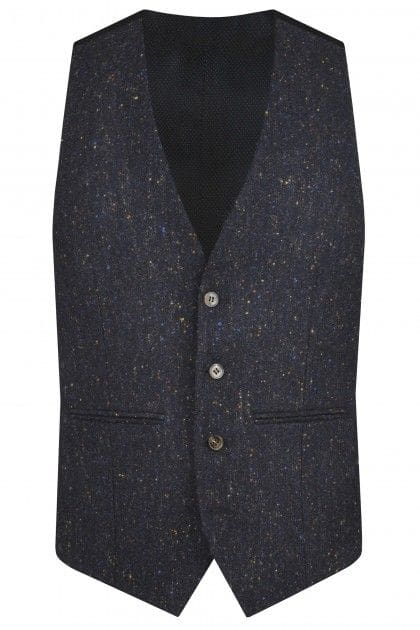 Torre | Torre Albert Blue Pure Wool Light Weight Tweed Waistcoat ...