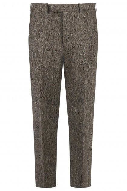 Torre Albert Brown Pure Wool Light Weight Tweed Trousers - 32S - Pants