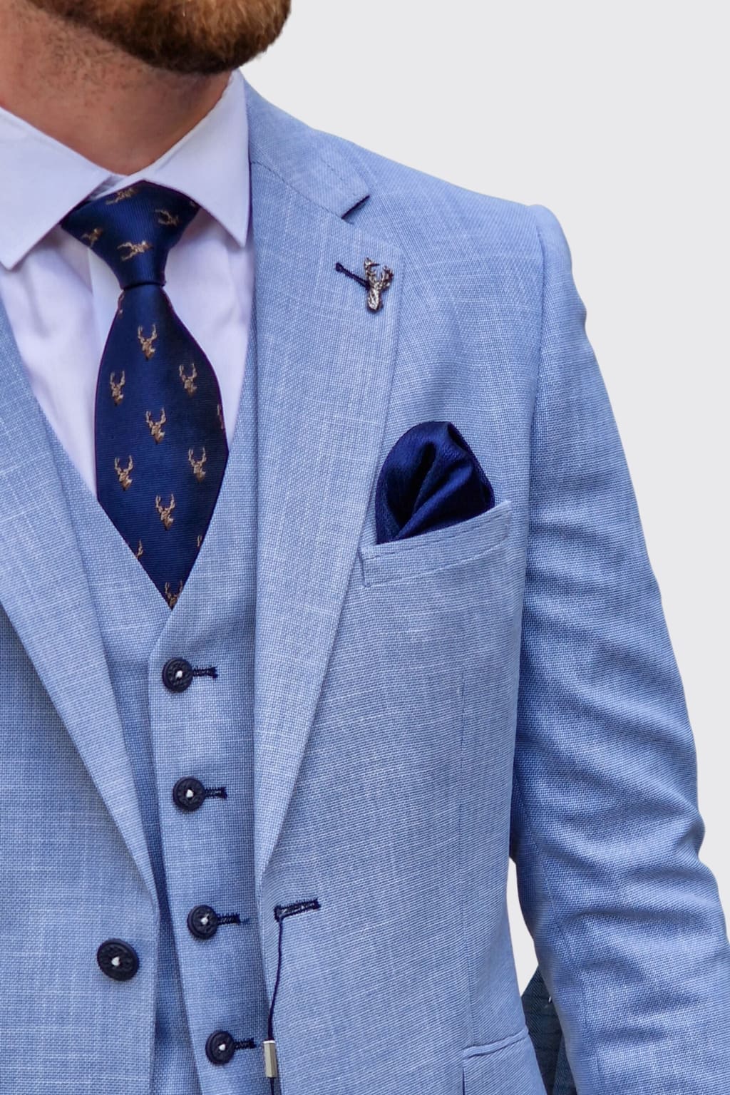 L A Smith | LA Smith Navy Stag Silk Tie - MENSWEARR