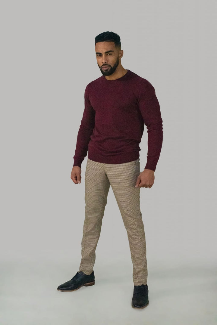 Cavani Men’s Wine Crewneck Knit - S - Shirts