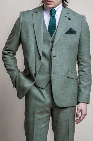 Cavani Miami Men’s Sage Green 3 Piece Suit - Suits