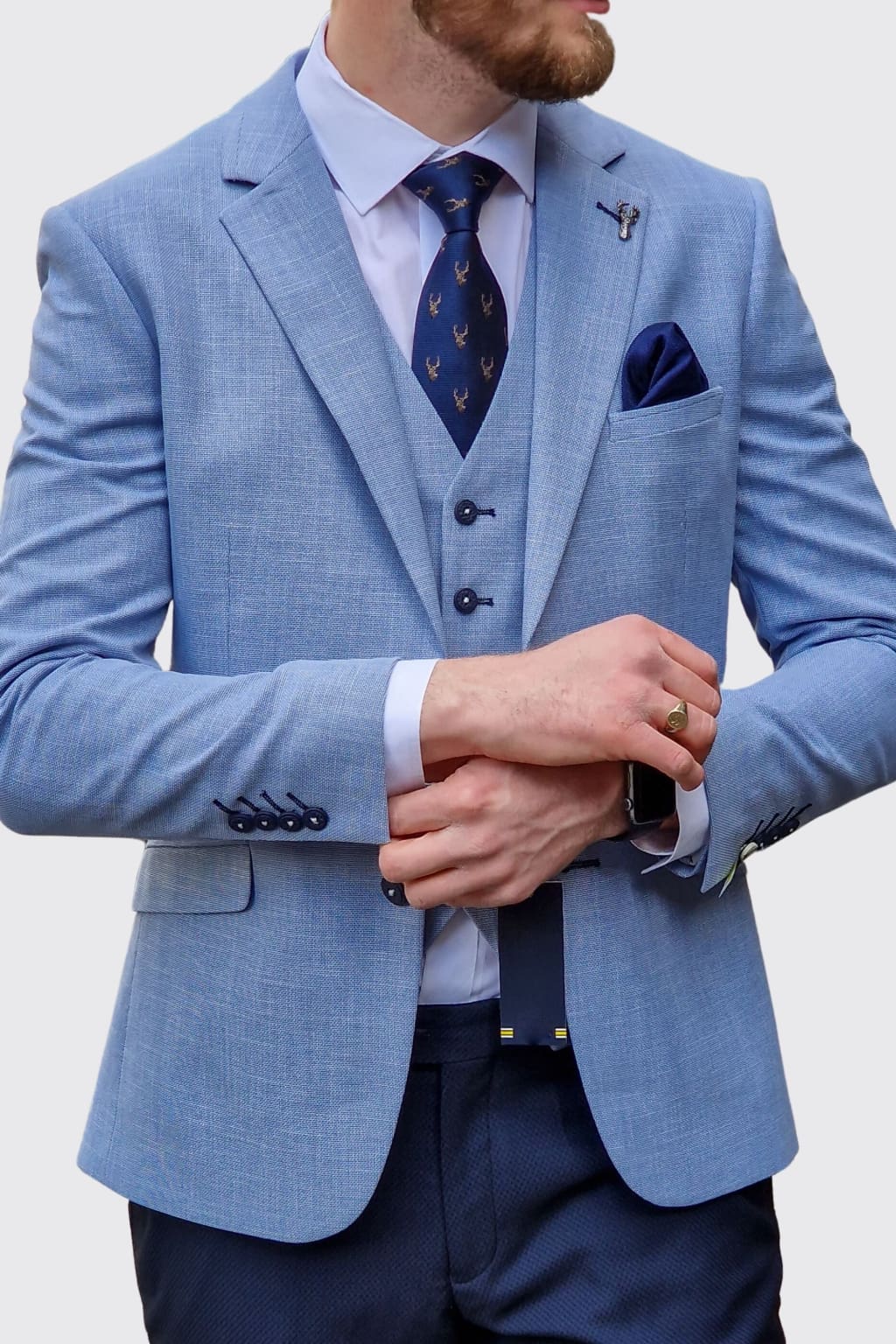 Powder blue trouser suit best sale