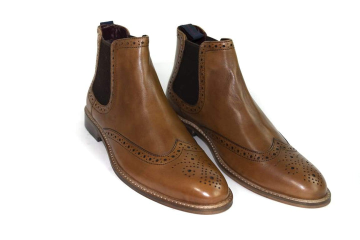 Cavani Porter Tan Brogue Boots - UK7 | EU41 - Boots