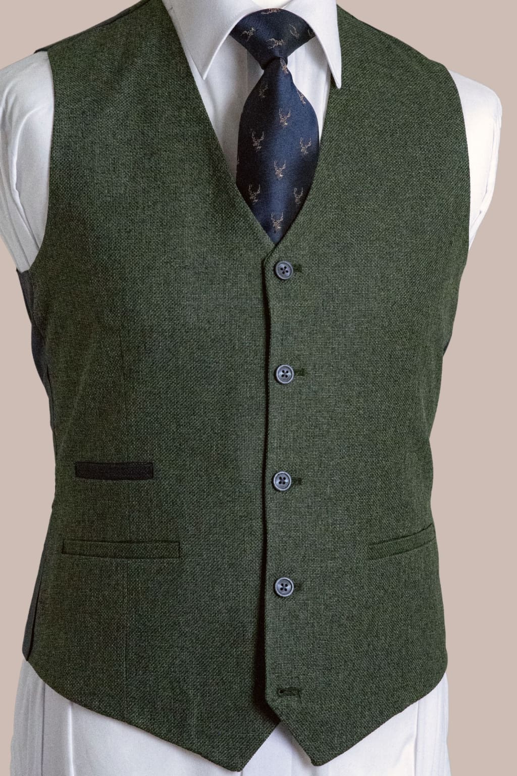 Fratelli Uniti | Fratelli Robbie Men's Olive Green Tweed Waistcoat