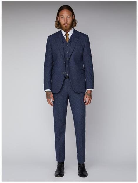 Gibson Blue Tweed Slim Fit Jacket - Suit & Tailoring