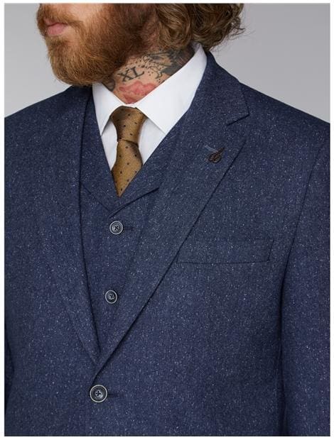 Gibson Blue Tweed Slim Fit Jacket - Suit & Tailoring