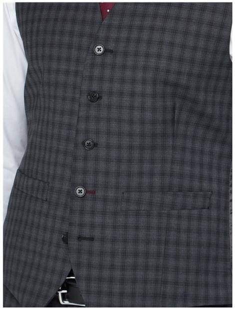 Gibson London Gibson Grey Mini Check Suit Waistcoat Menswearr