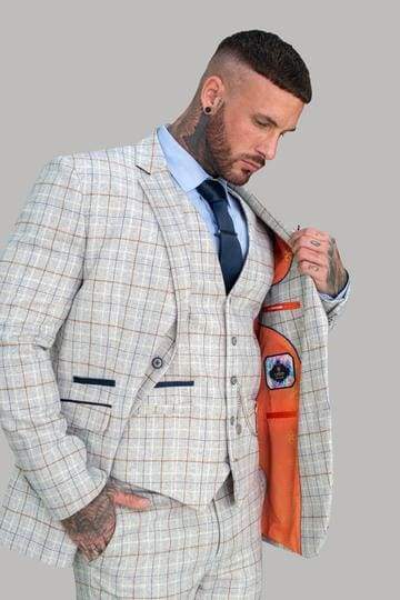 Cavani Cody Men’s Ice Slim Fit Tweed Style Jacket - Suit & Tailoring