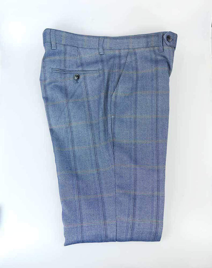 Cavani | Tweed Blue Suit Connall Blue 3 Piece Slim Fit Check by House ...