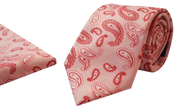 L A Smith Poly Pink Paisley Tie And Hank Set - Accessories