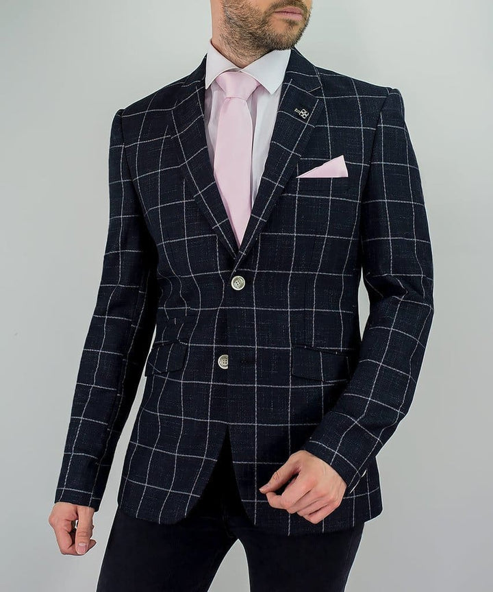 Lisbon Navy Sim Fit check Sport Jacket - Suit & Tailoring