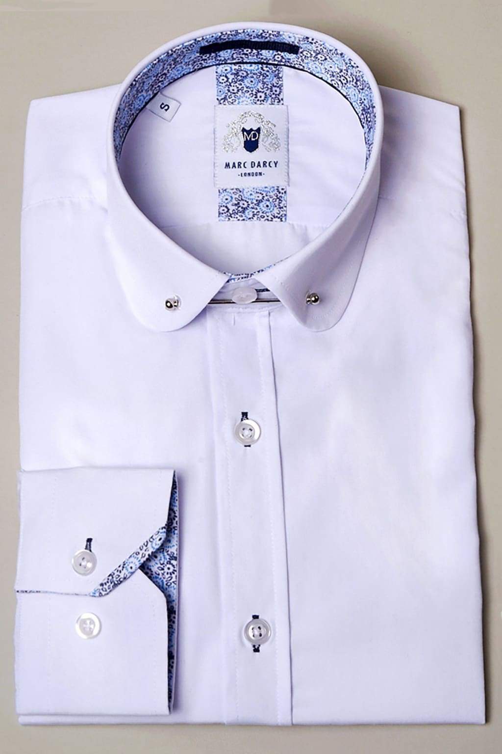 Marc Darcy Benson White Penny Collar Shirt With Collar Bar