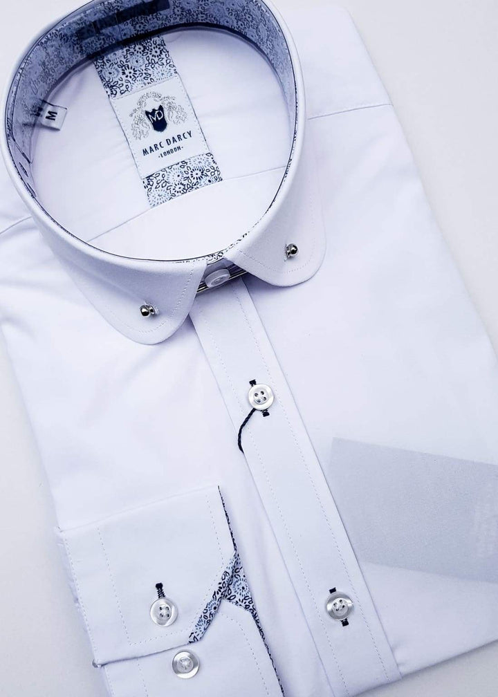 Marc Darcy | Marc Darcy Benson White Penny Collar Shirt With Collar Bar ...