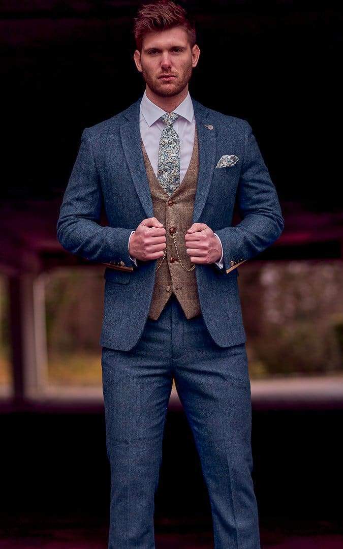 Blue suit outlet and waistcoat