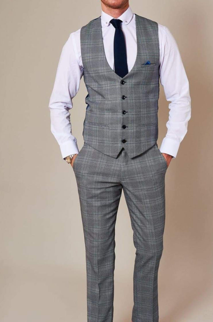 Marc Darcy | Marc Darcy Jerry Grey Check Single Breasted Waistcoat ...