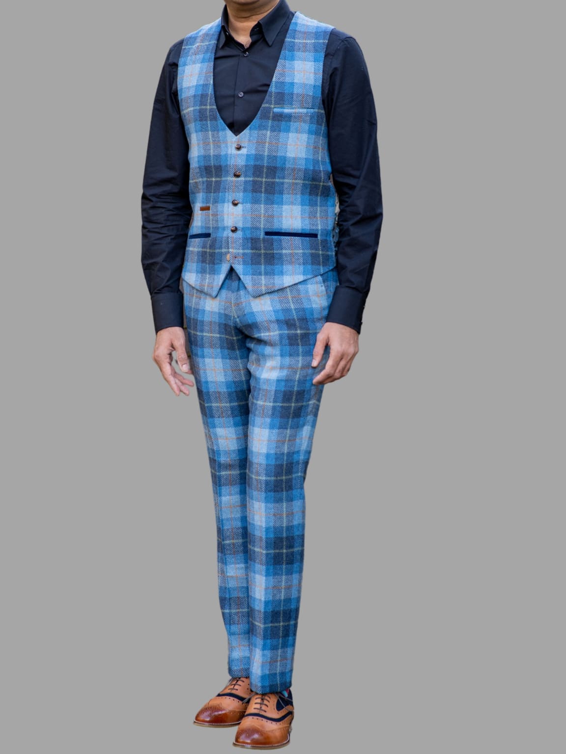 House of Cavani Brendan Blue Check Trousers  Clothing from House Of Cavani  UK