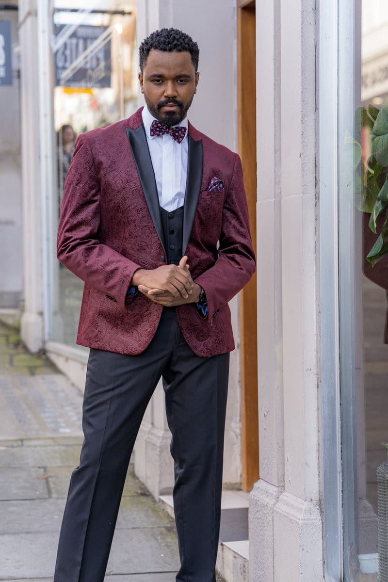 Mens burgundy 2024 tuxedo jacket