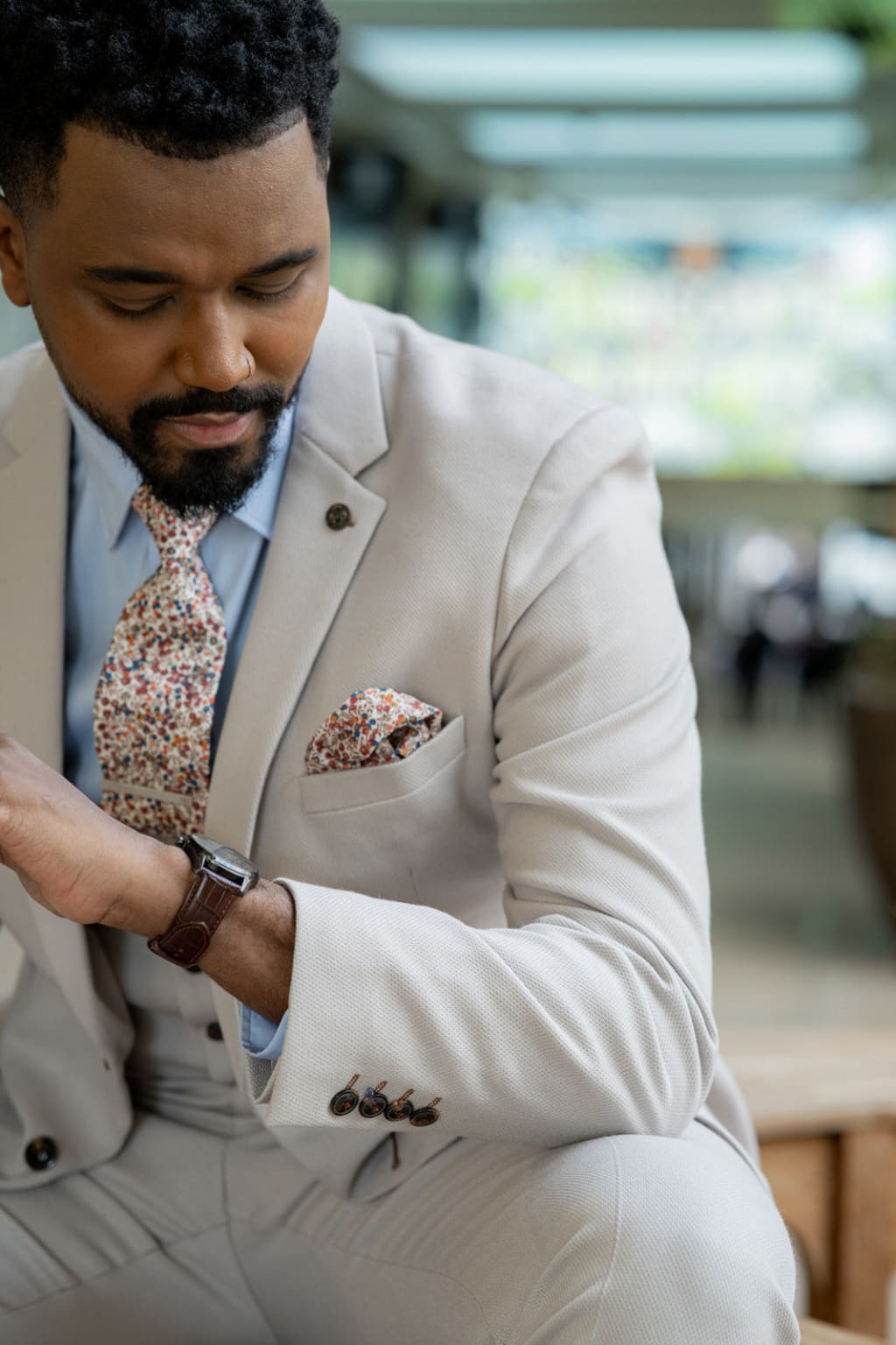 Tan on sale chambray suit