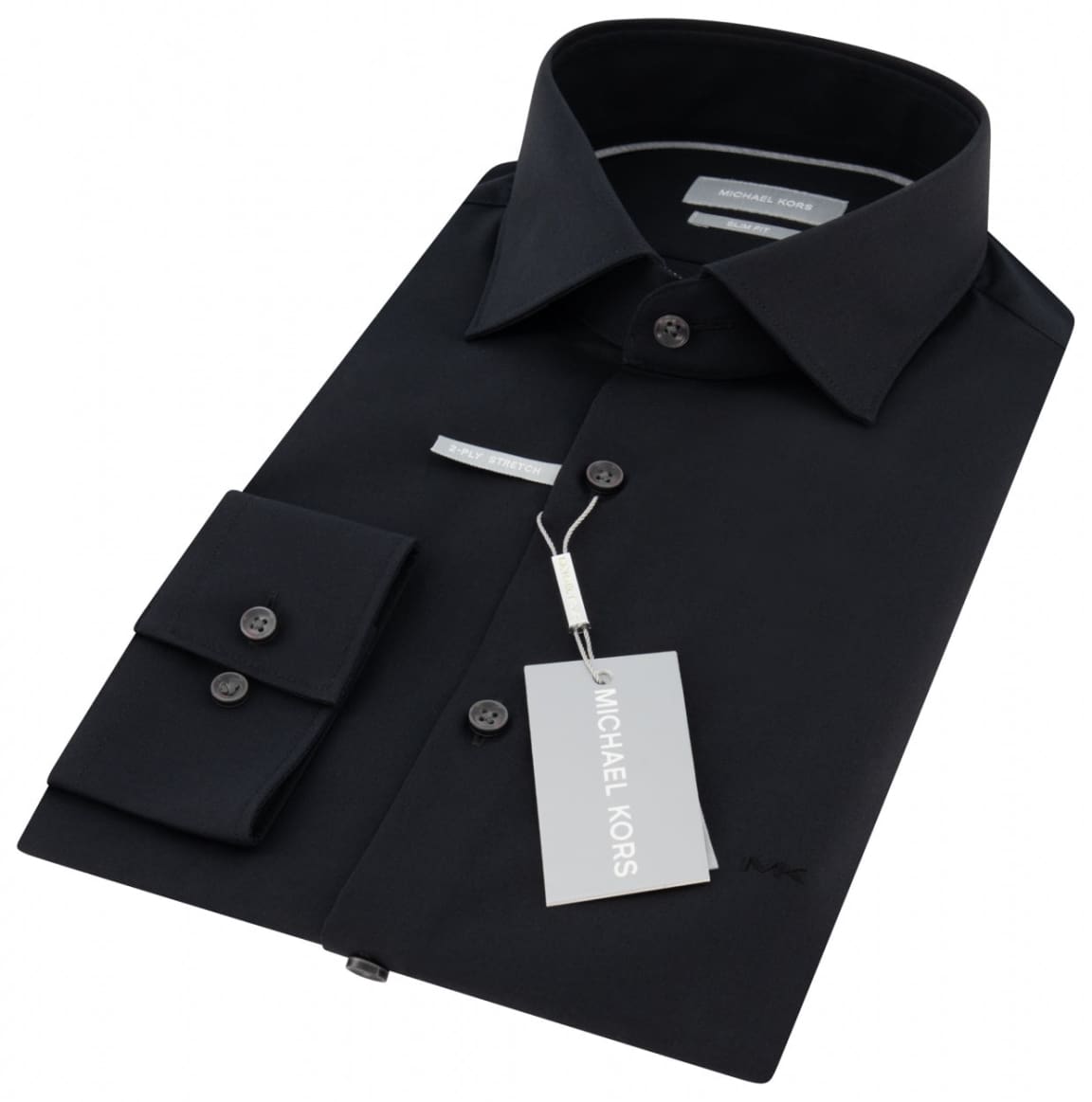 Michael Kors Black Premium Poplin Stretch Slim Fit Shirt