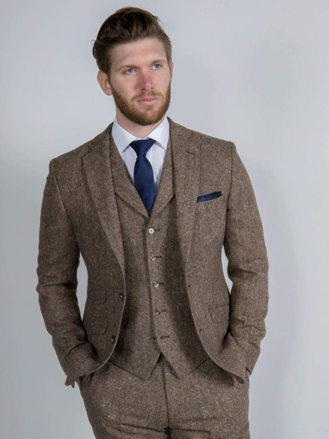 Torre | Torre Elton Tweed 100% Wool Men's Brown Donegal Tweed