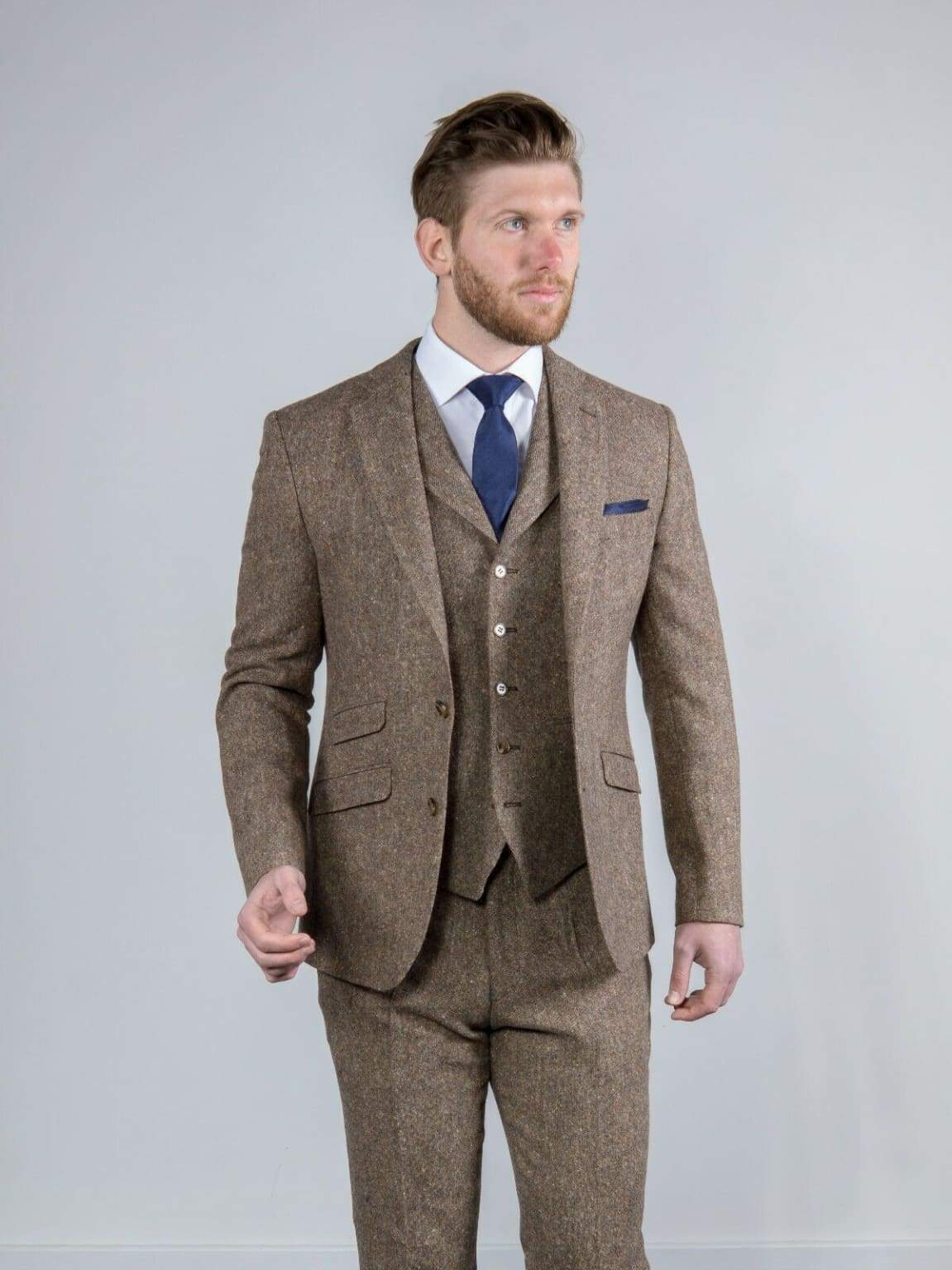 Torre | Torre Elton Tweed Men's Brown 100% Donegal Wool Tweed Waistcoat ...