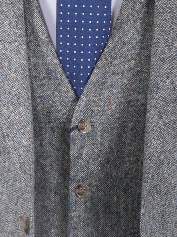 Torre | Torre Men's Grey 100% Wool Donegal Tweed Waistcoat - MENSWEARR