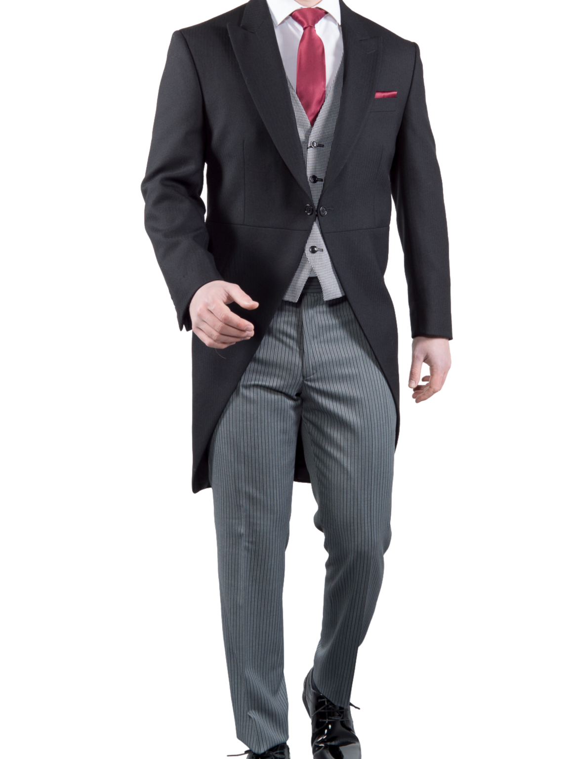 Blue tailored fit morning coat with blue striped morning suit pants -  Ottavio Nuccio Gala