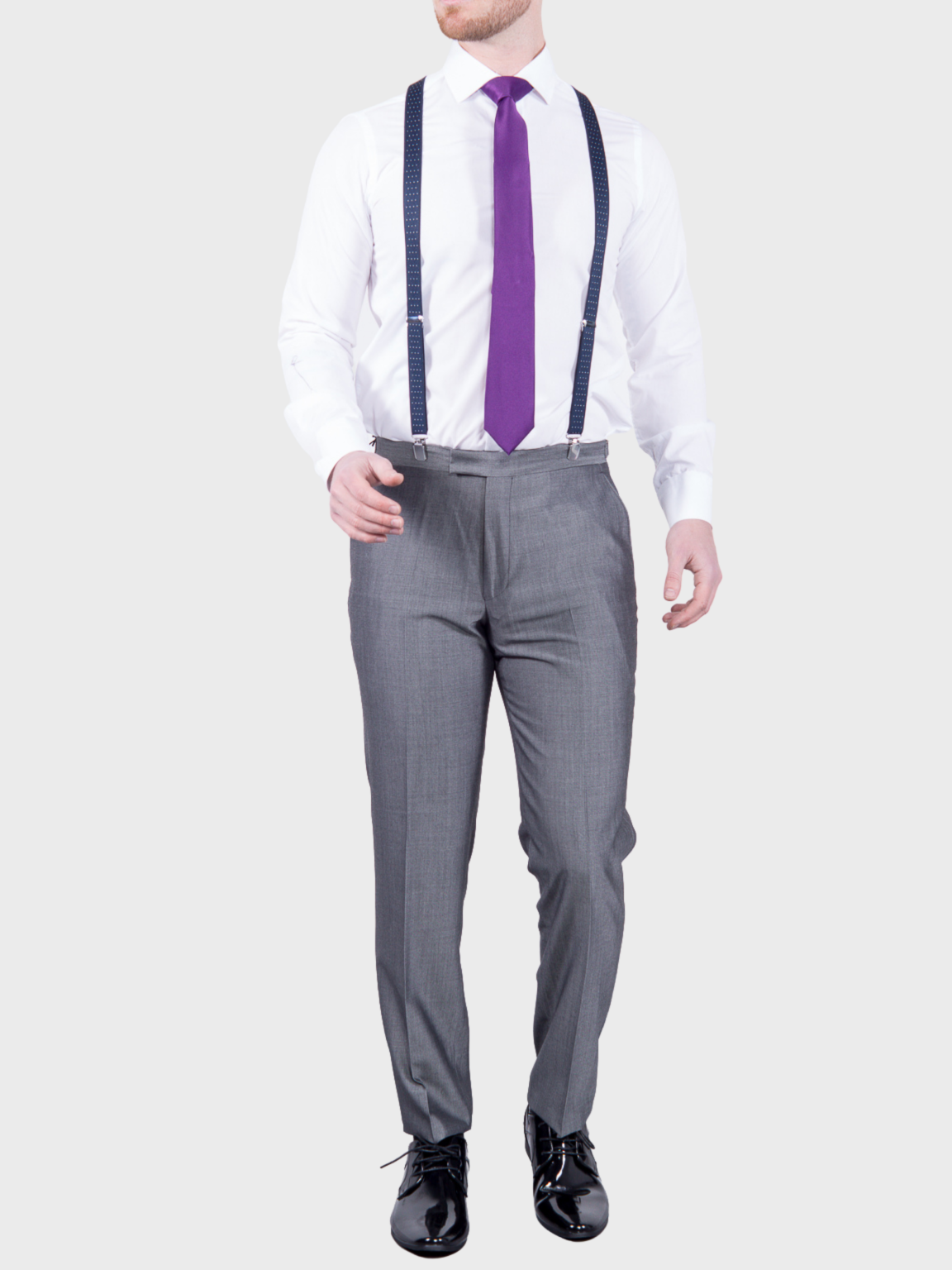 Mens Fashionably Retro Style Suit Shiny Silver with Black Trim + Match |  Nader Fashion Las Vegas