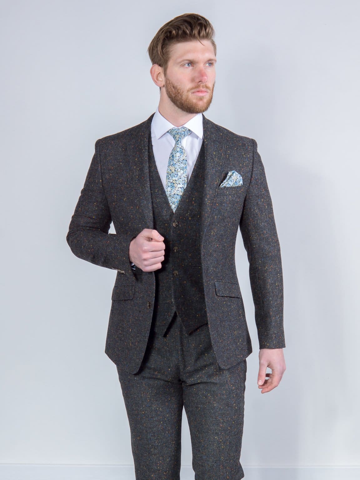 Torre | Torre Taylor Men's Grey 100% Wool Donegal Tweed Waistcoat ...