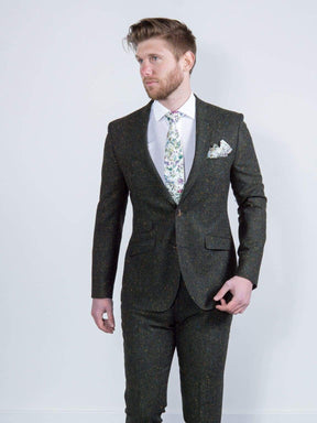 Torre | Torre Tweed 100% Wool Men’s Green Donegal Tweed Jacket - MENSWEARR